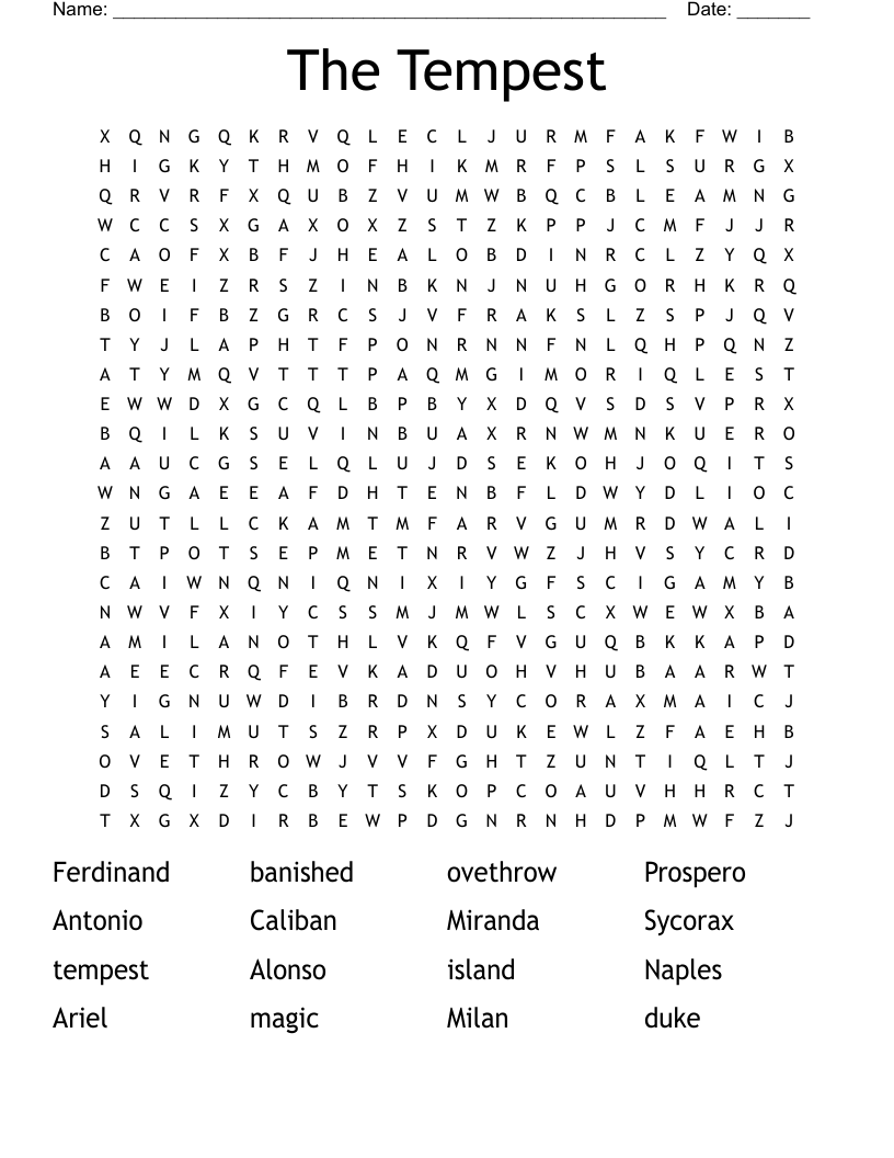 The Tempest Crossword WordMint