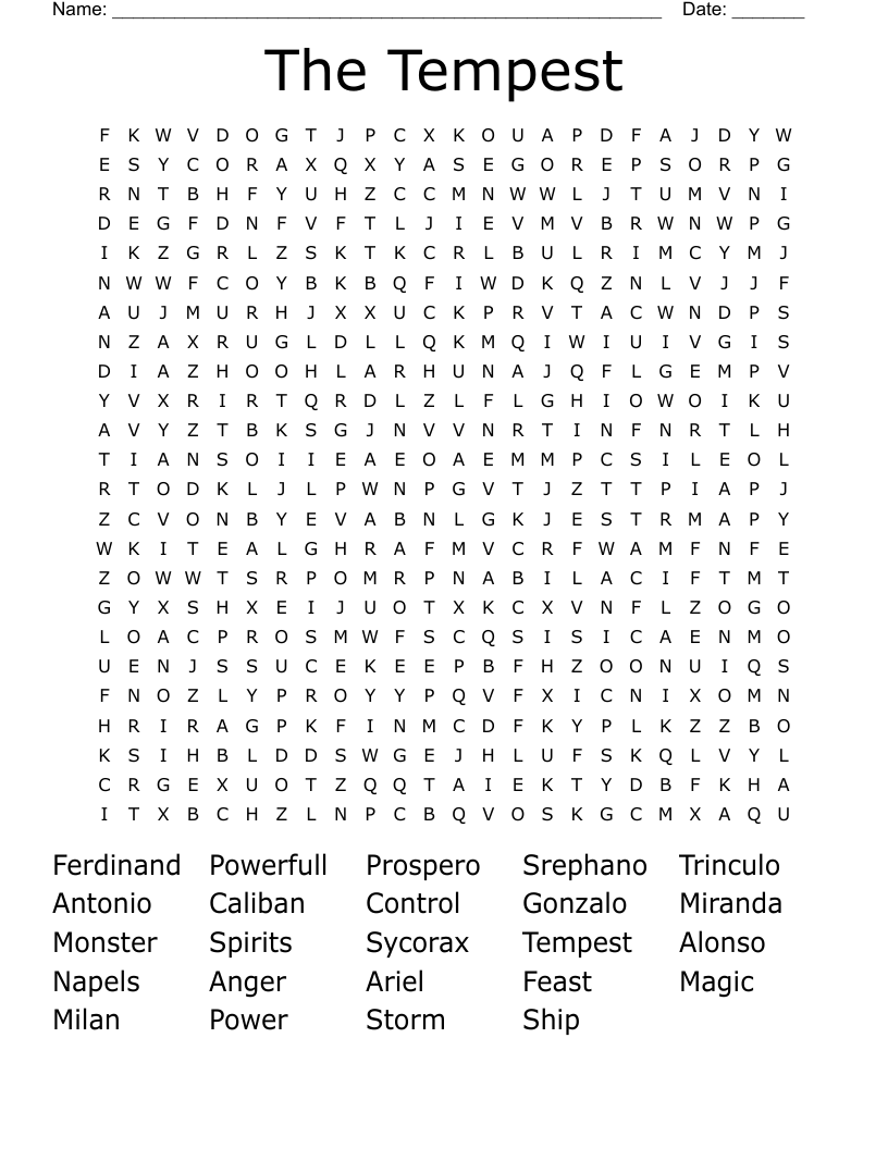 Similar to The Tempest Crossword WordMint