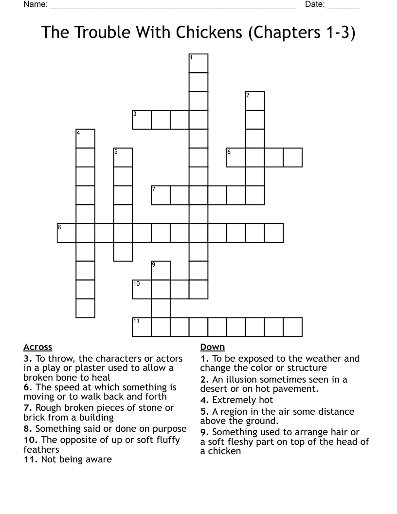 The Trouble With Chickens (Chapters 13) Crossword WordMint