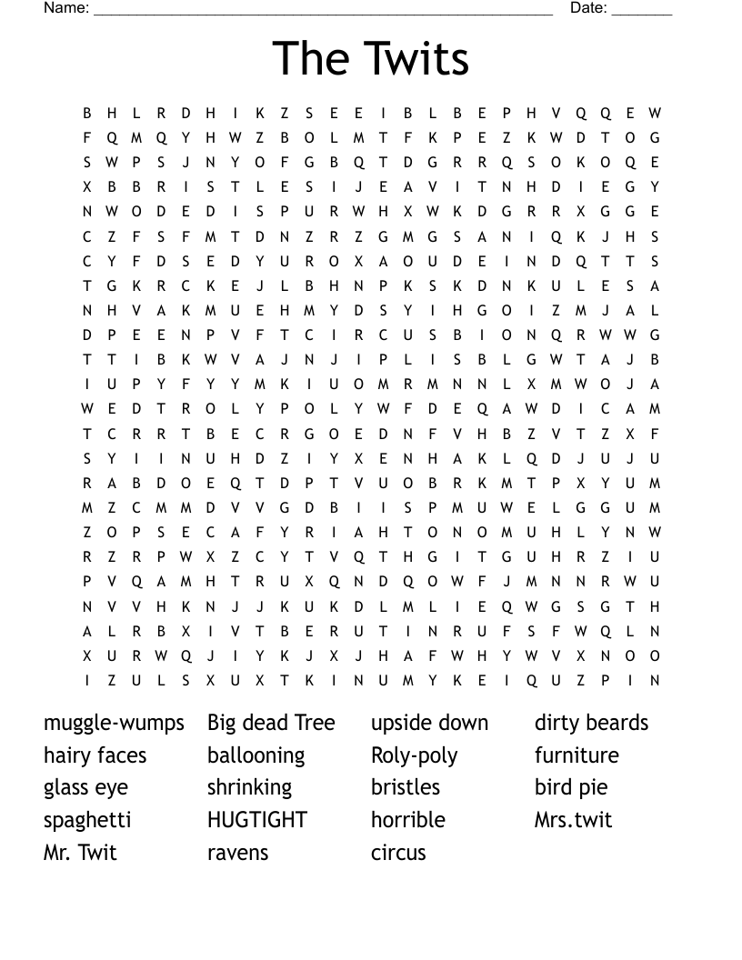 The Twits Word Search WordMint