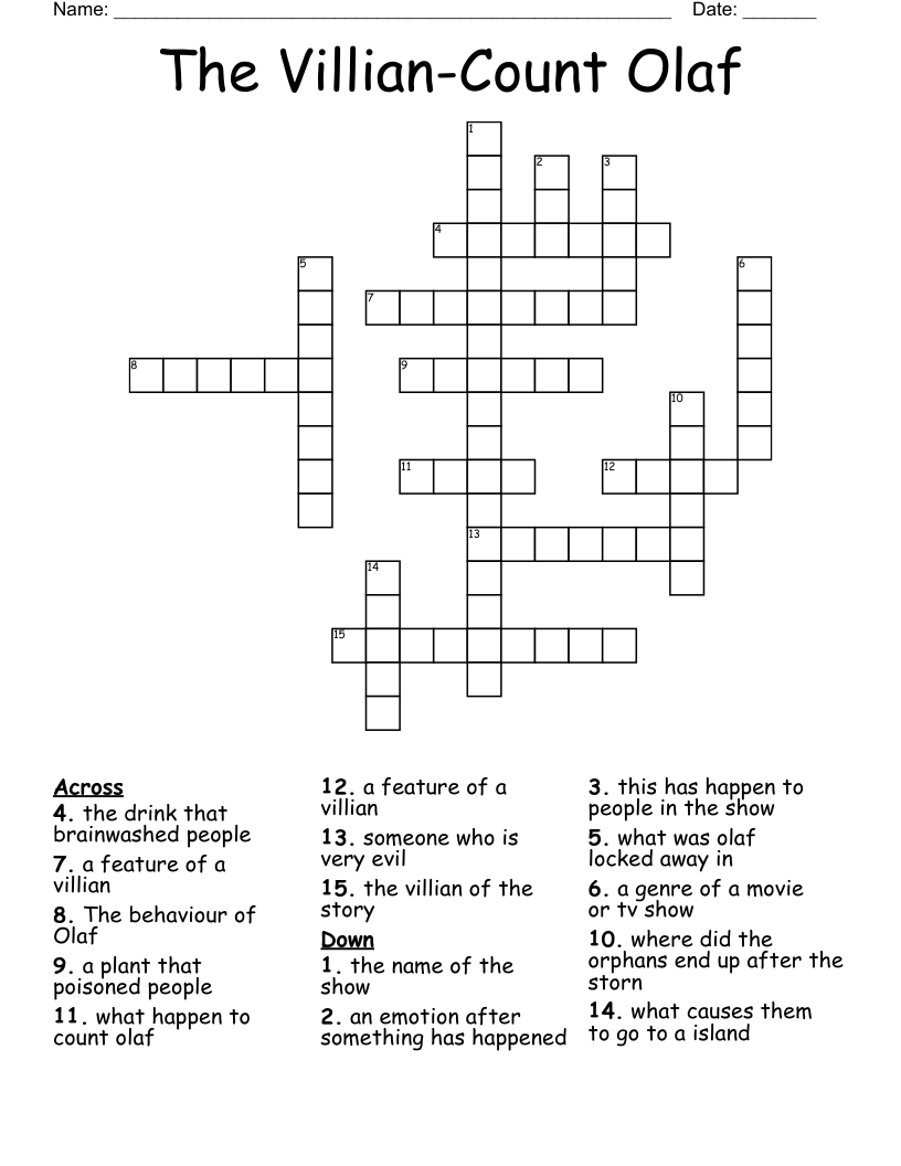 The VillianCount Olaf Crossword WordMint