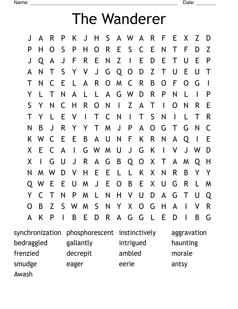 The Wanderer Word Search WordMint
