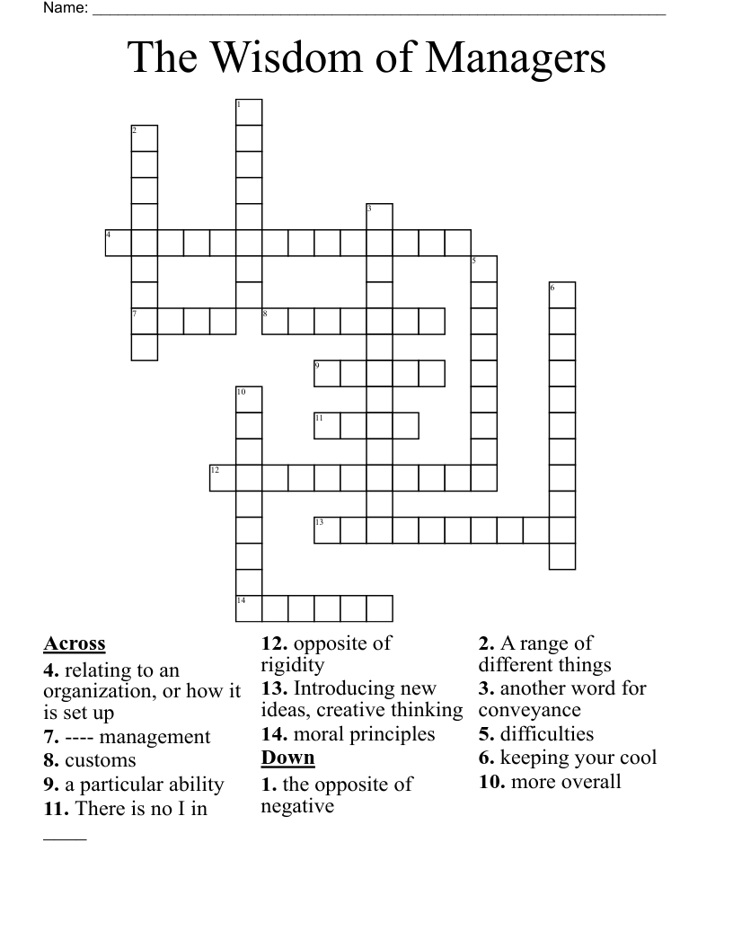 The Wisdom of Managers Crossword WordMint