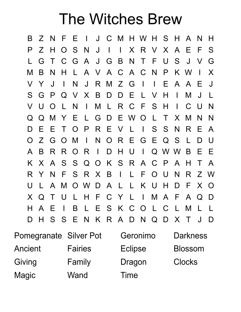 The Witches Brew Word Search WordMint