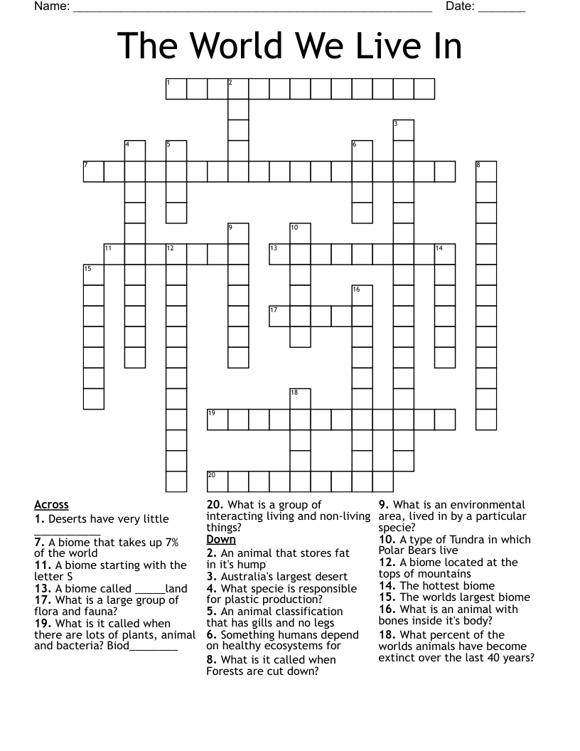 The World We Live In Crossword WordMint