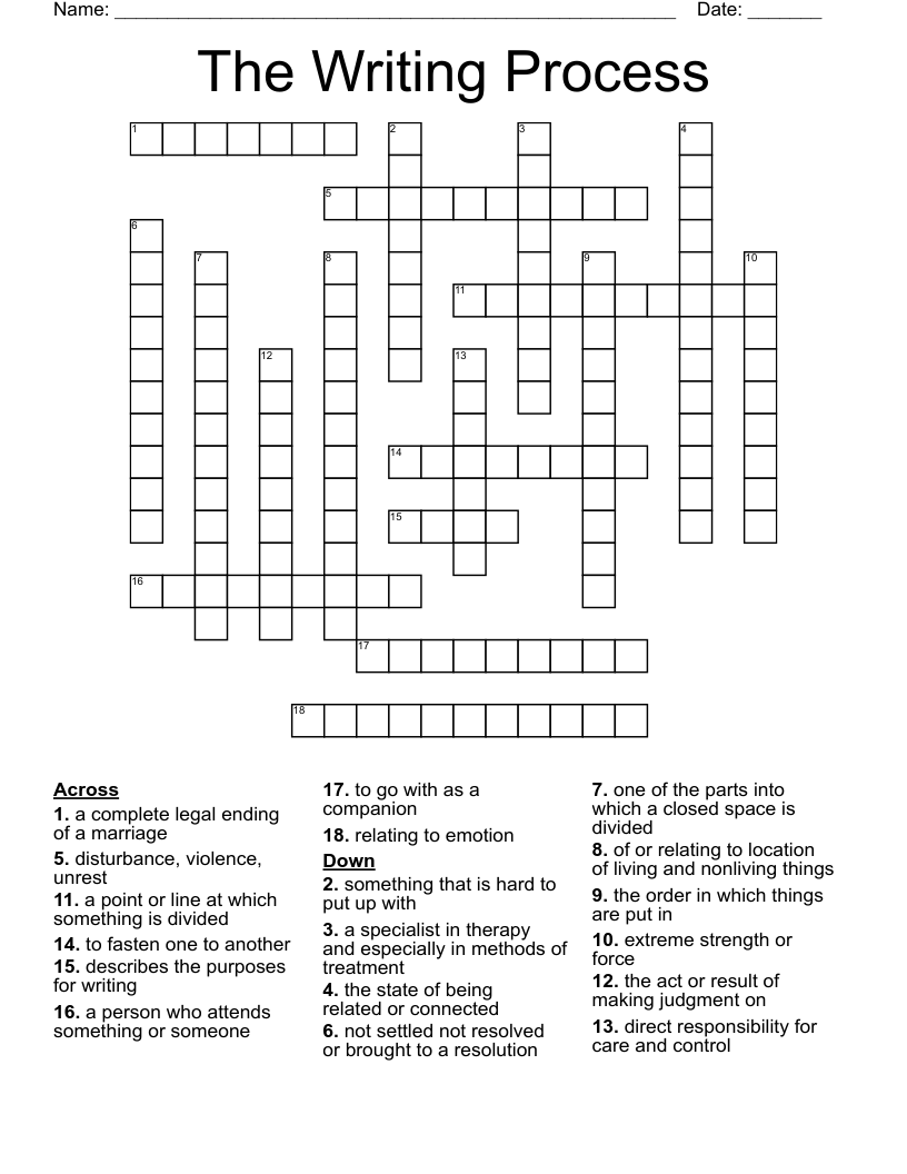 The Writing Process Crossword WordMint