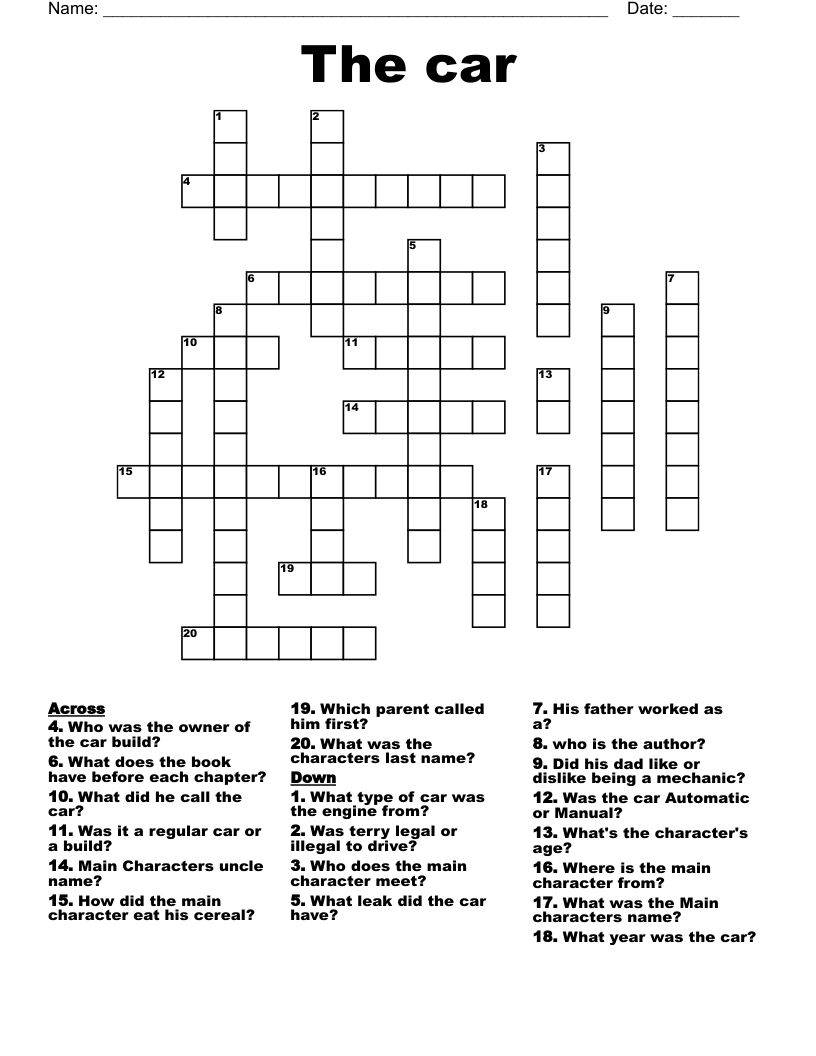 The car Crossword WordMint