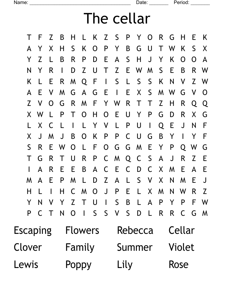 The cellar Word Search WordMint