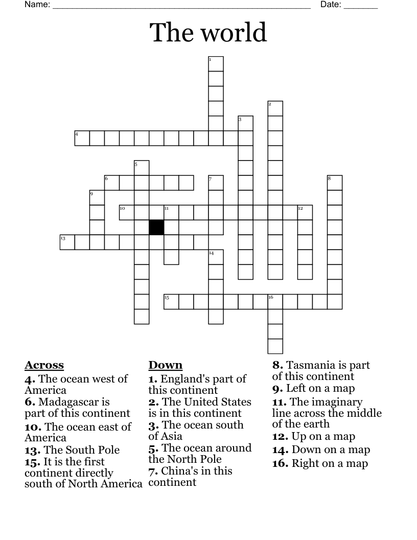 The world Crossword WordMint