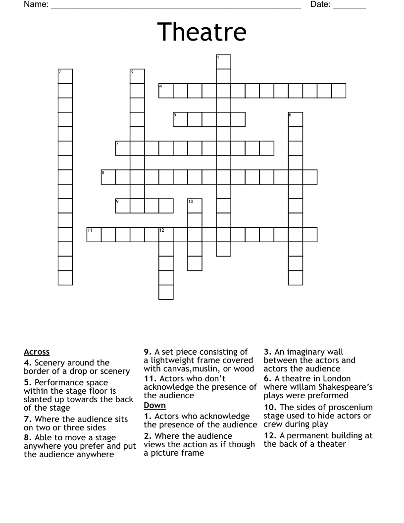 Theatre Crossword WordMint