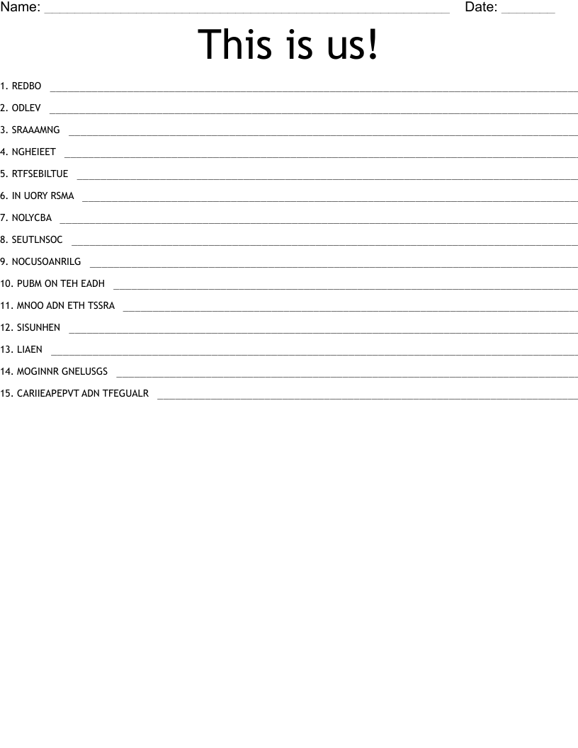This is us! Word Scramble WordMint