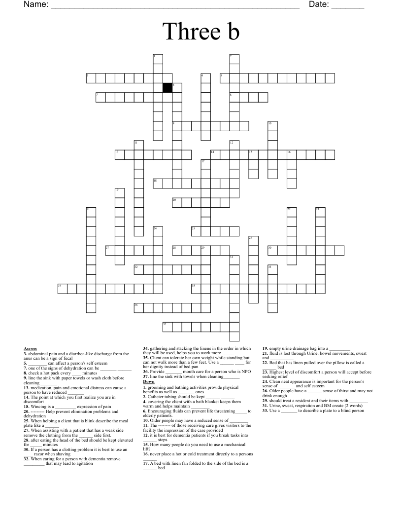 Three b Crossword WordMint