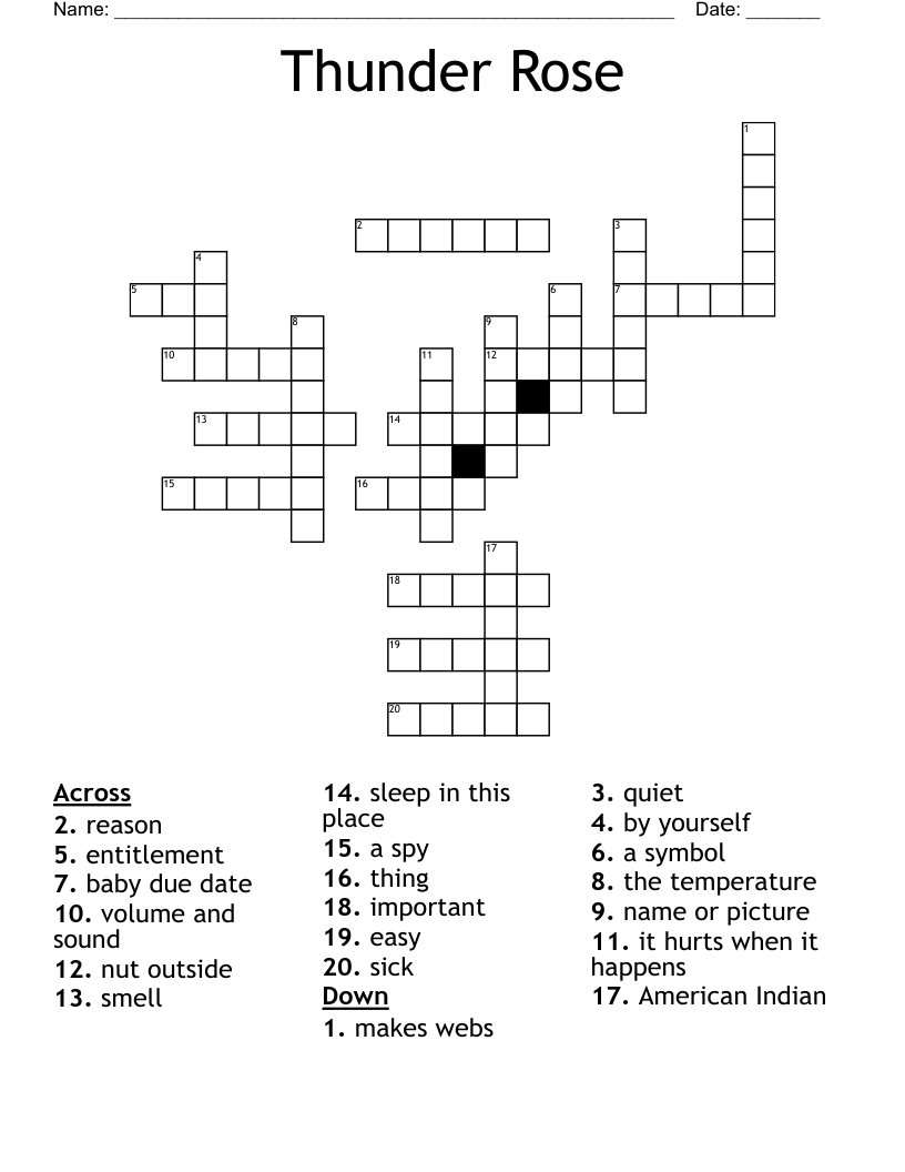 Thunder Rose Crossword WordMint
