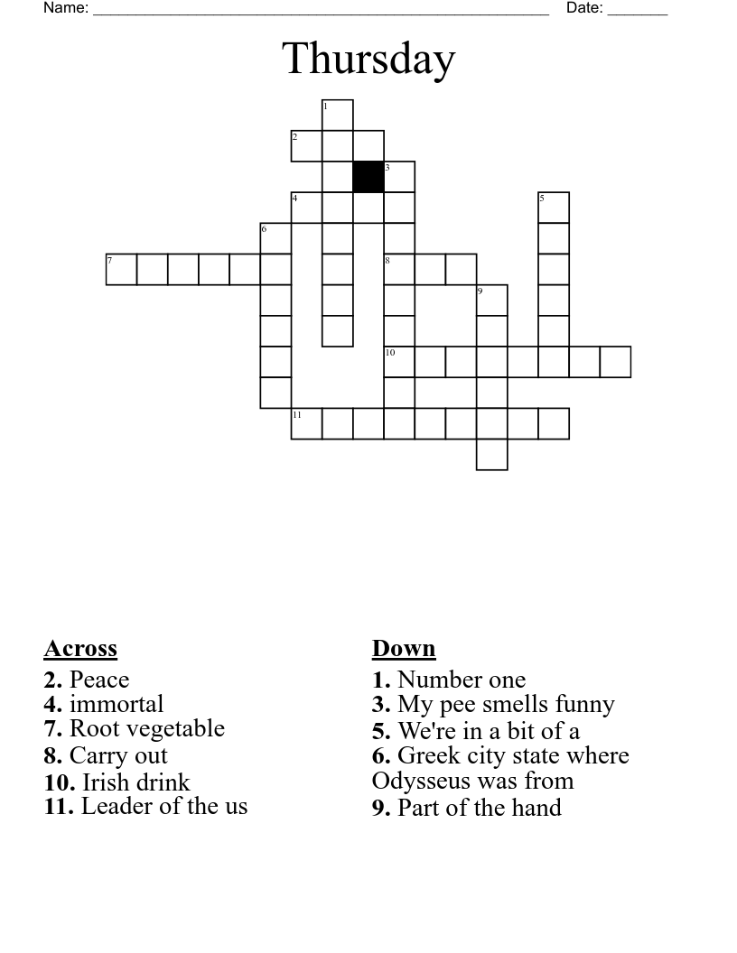 Thursday Crossword WordMint