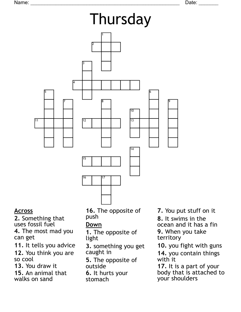 Thursday Crossword WordMint