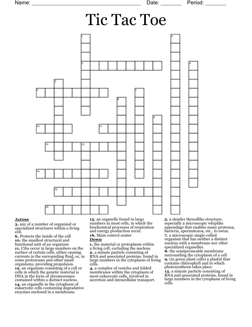 Tic Tac Toe Crossword WordMint