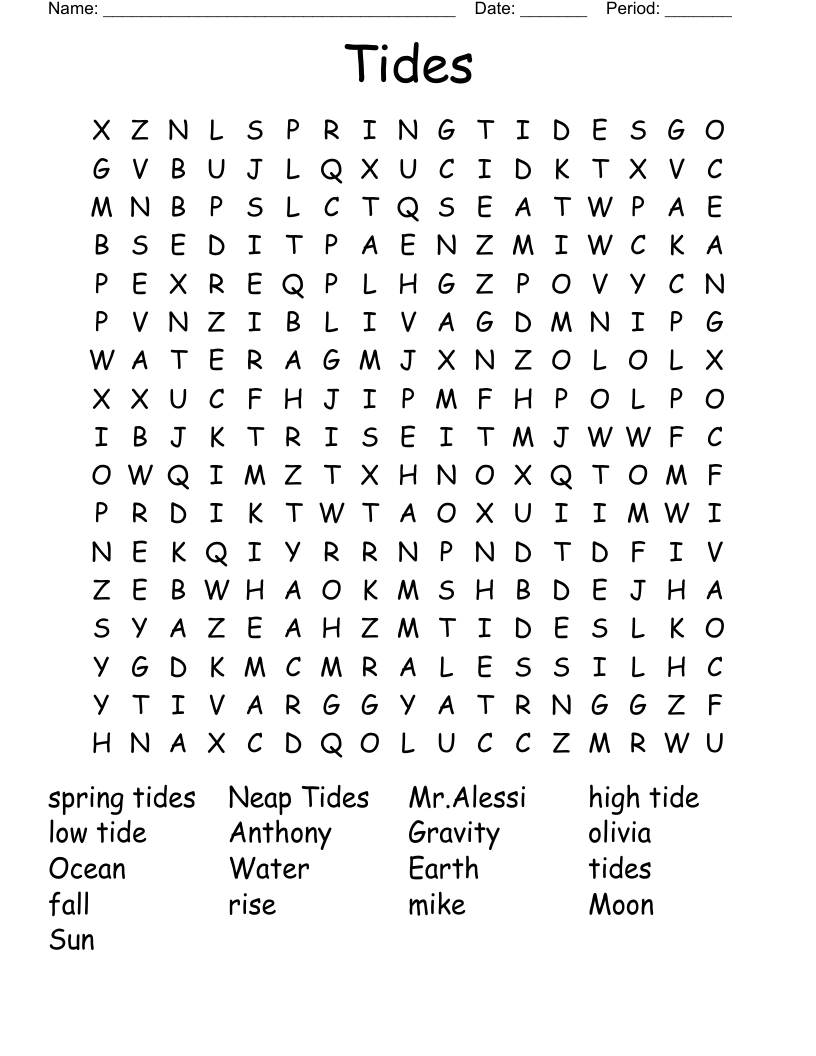 Tides Word Search WordMint