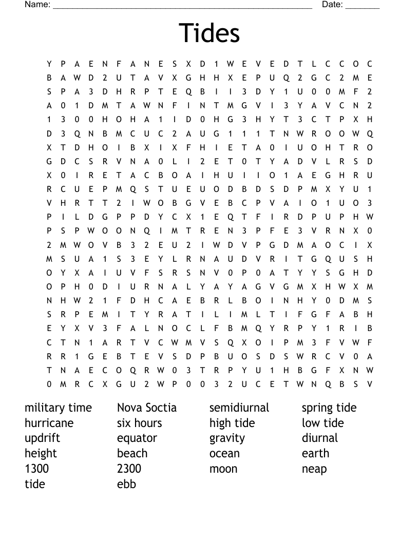 Tides Word Search WordMint