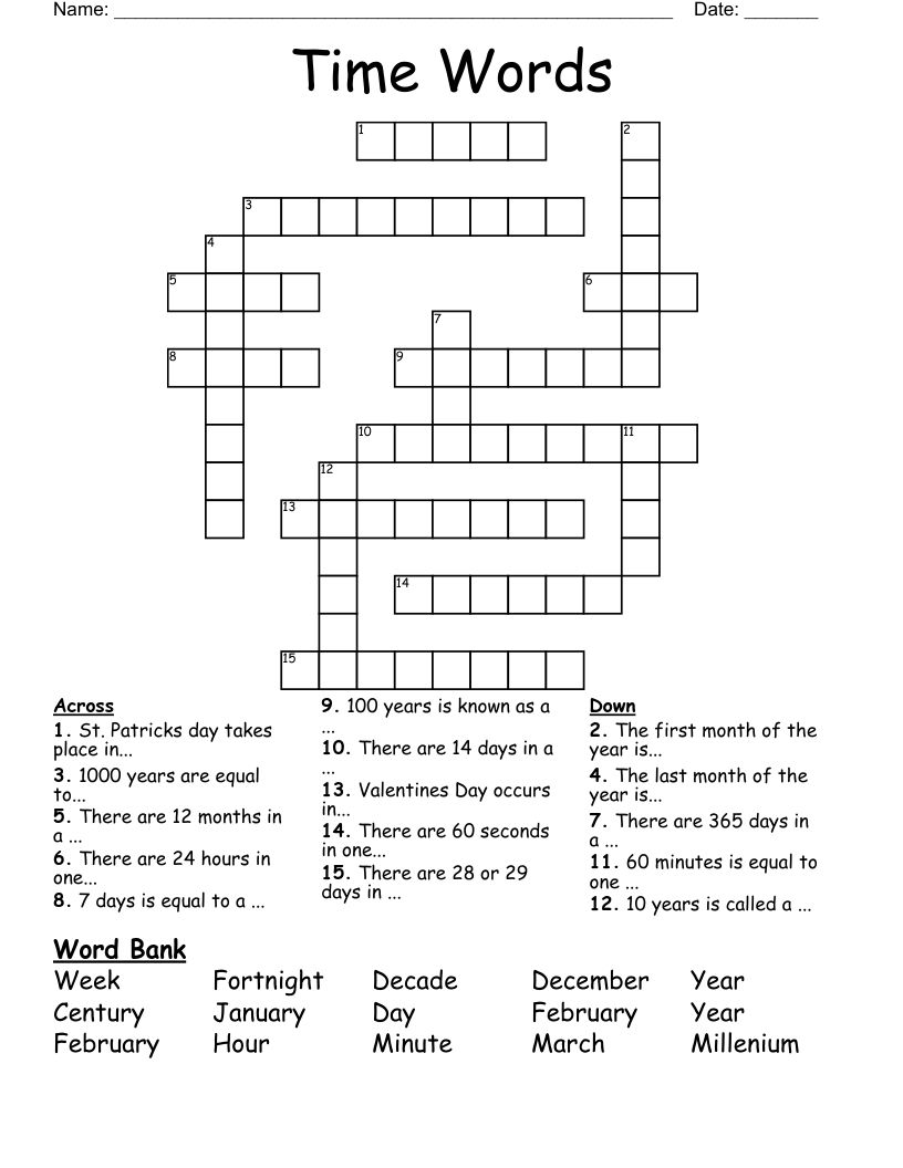 Time Word Search - WordMint