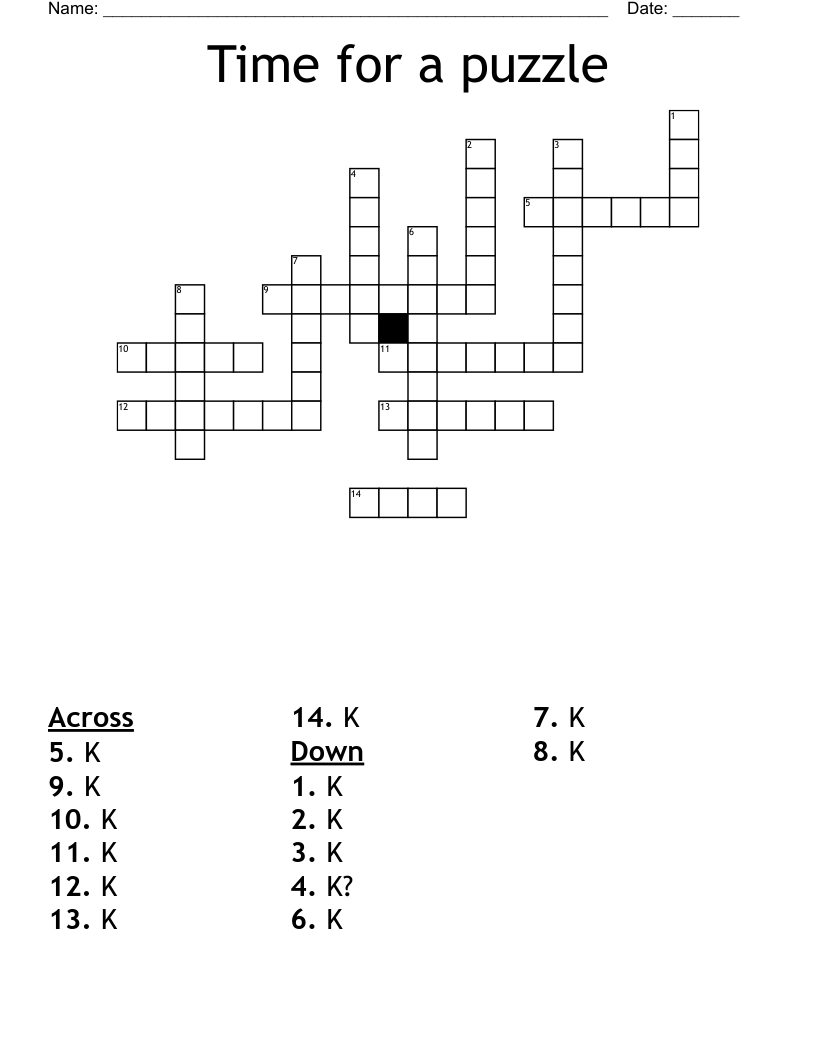 Time for a puzzle Crossword - WordMint