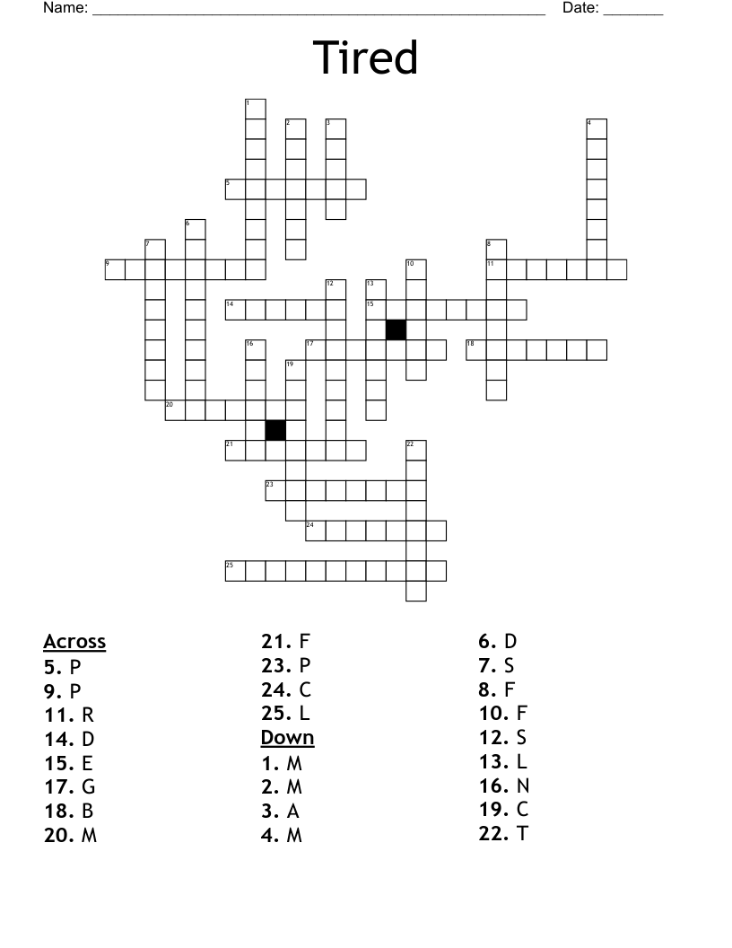 Tired Crossword WordMint