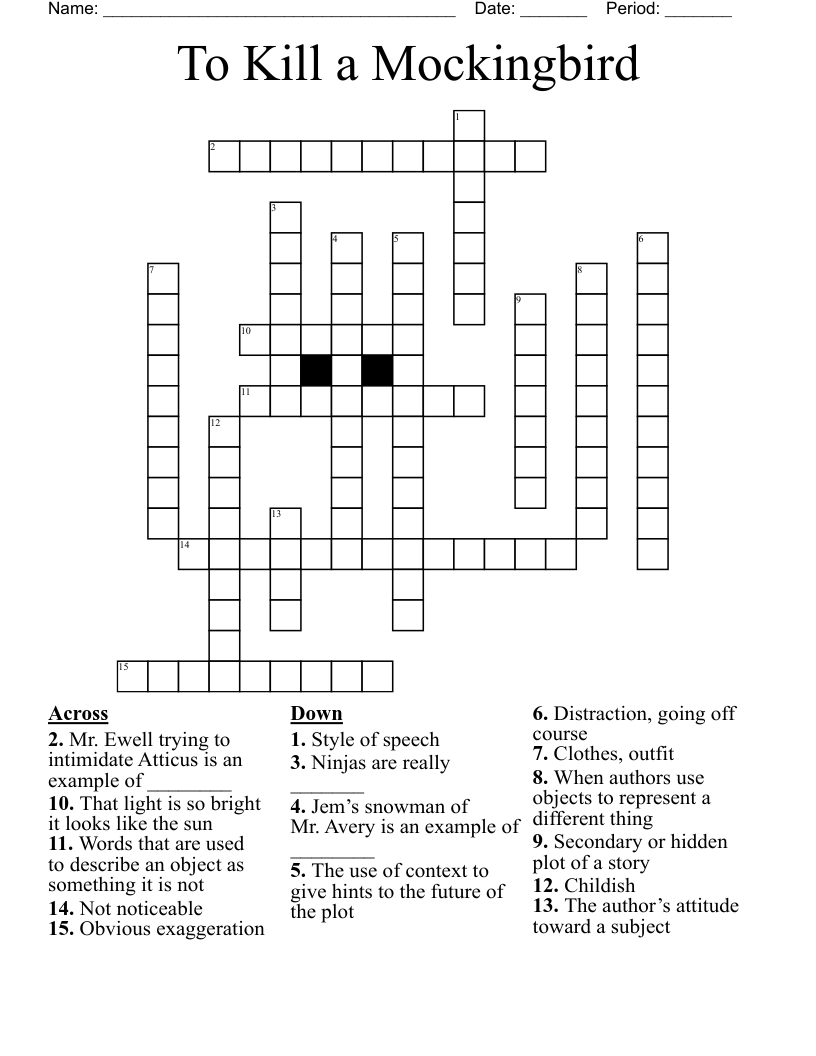 To Kill a Mockingbird Crossword WordMint