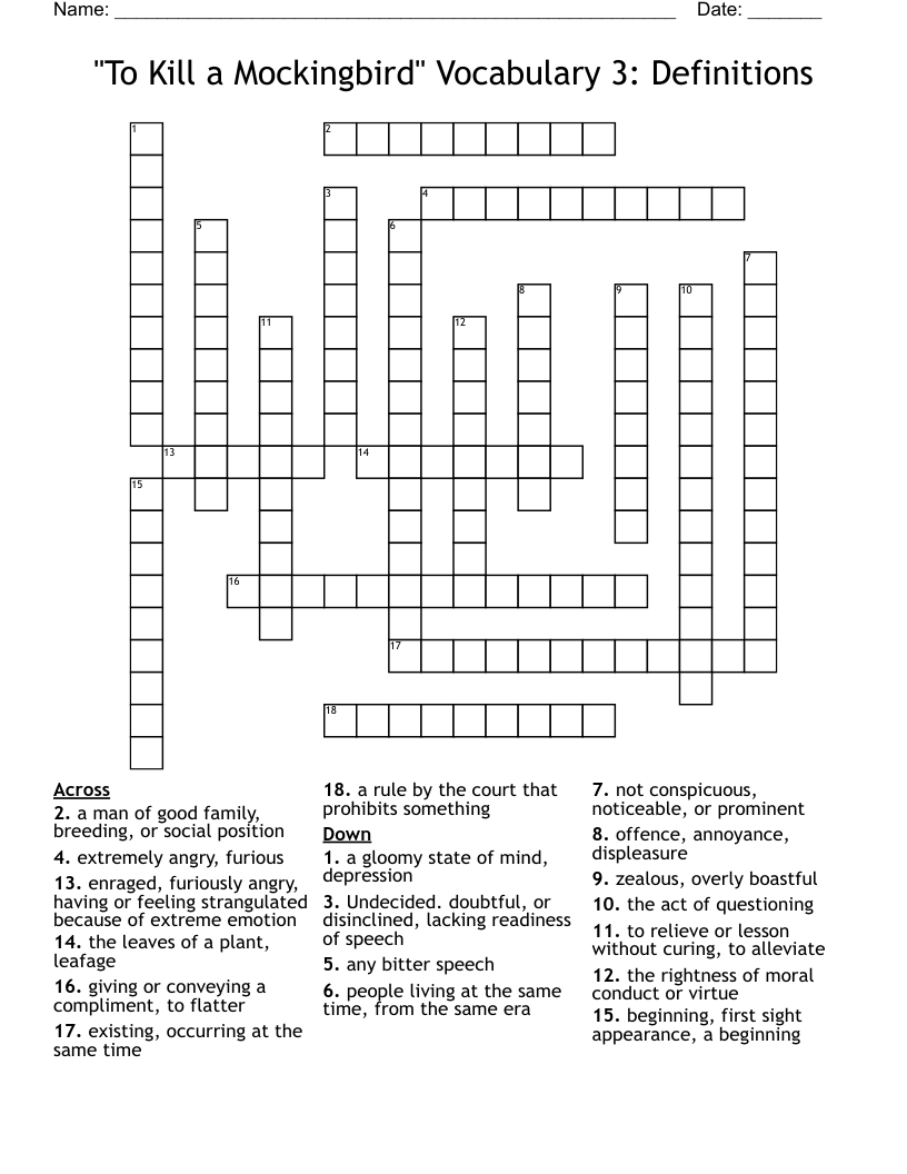 To Kill a Mockingbird Word Search WordMint