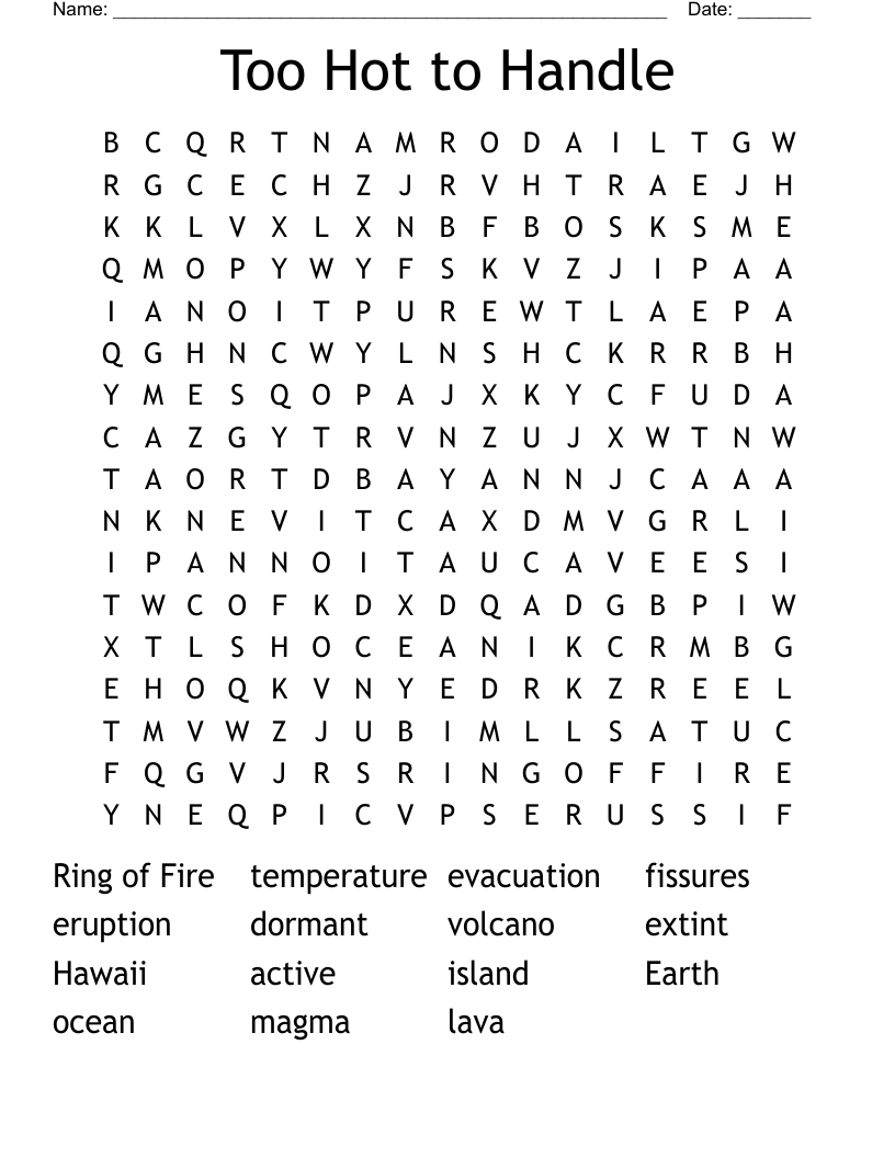 Too Hot to Handle Word Search WordMint