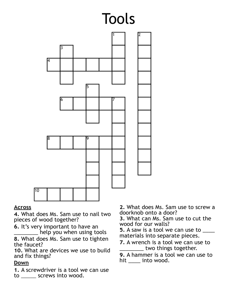 Tools Crossword WordMint