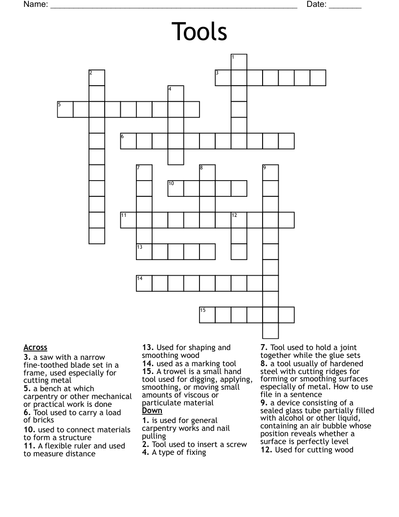 Tools Crossword WordMint