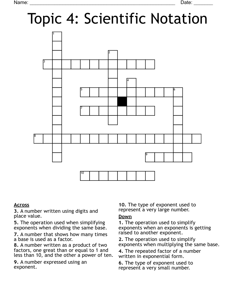 Scientific Notation Word Search WordMint
