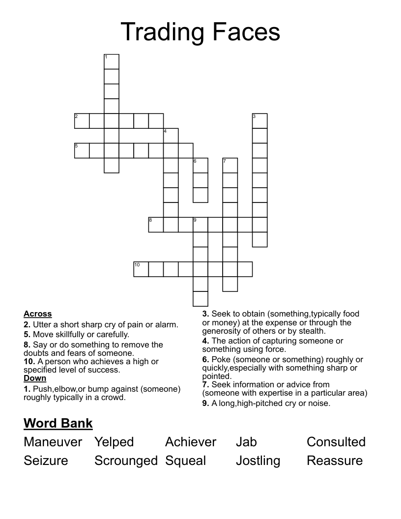 Trading Faces Crossword WordMint