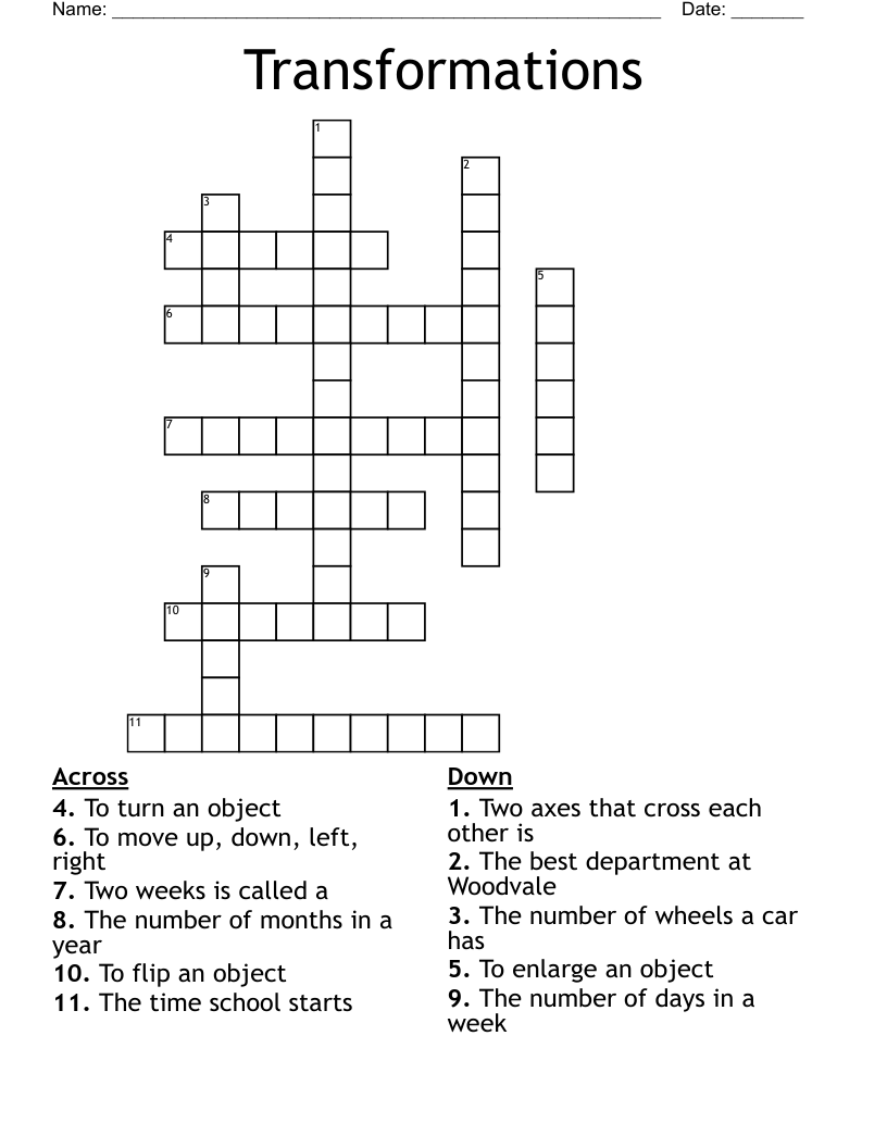 Transformations Crossword WordMint