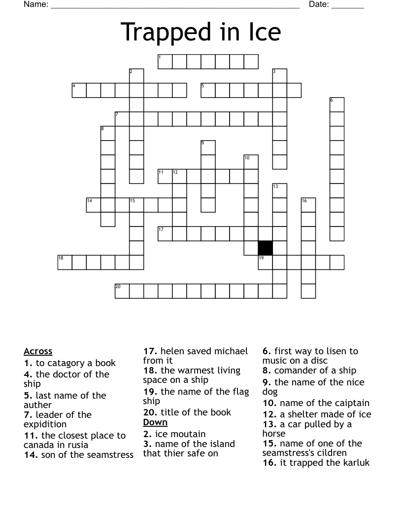 Trapped in Ice Crossword WordMint
