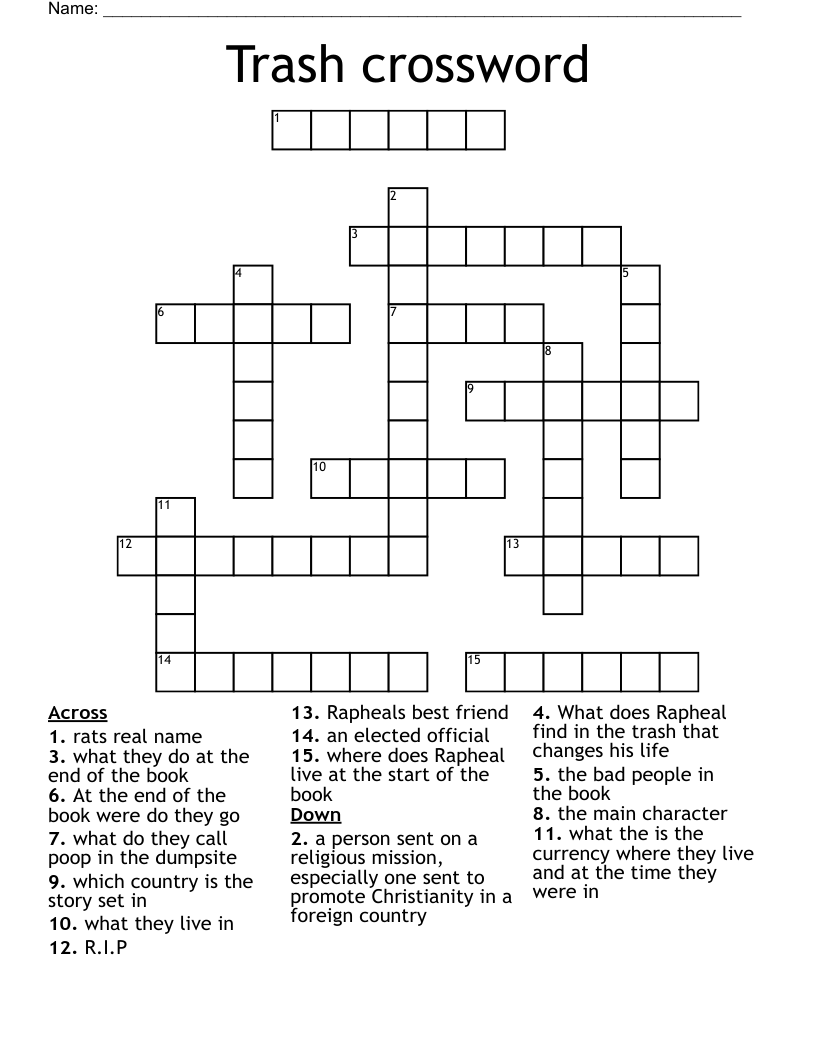 Trash crossword WordMint