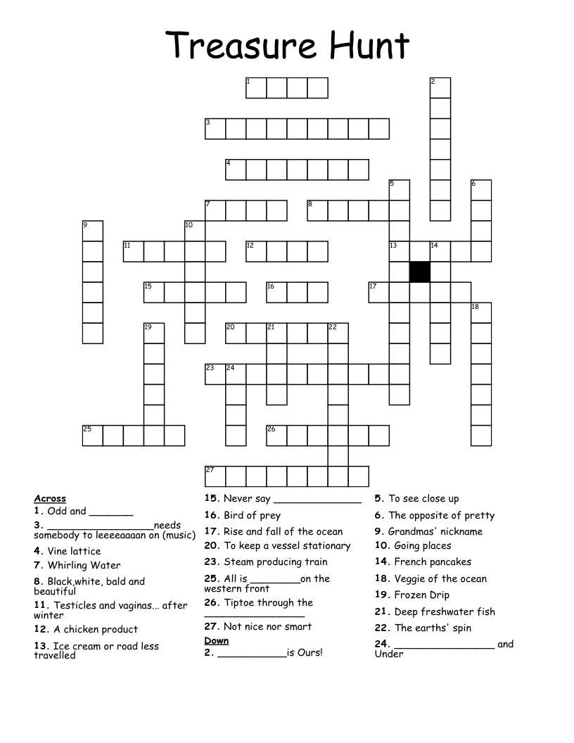 Treasure Hunt Crossword WordMint