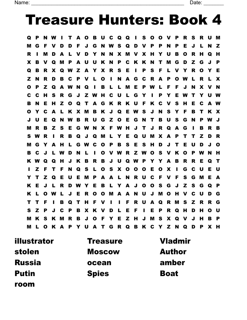 Treasure Hunters Book 4 Word Search WordMint