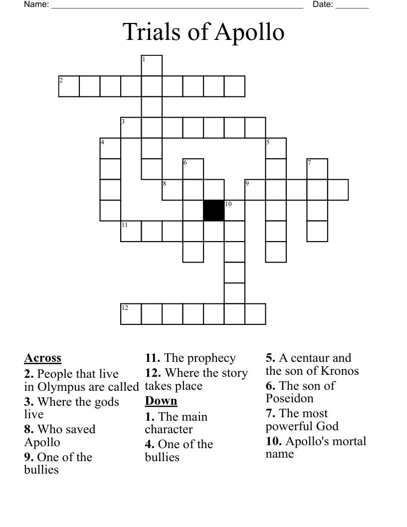 Trials of Apollo Crossword WordMint