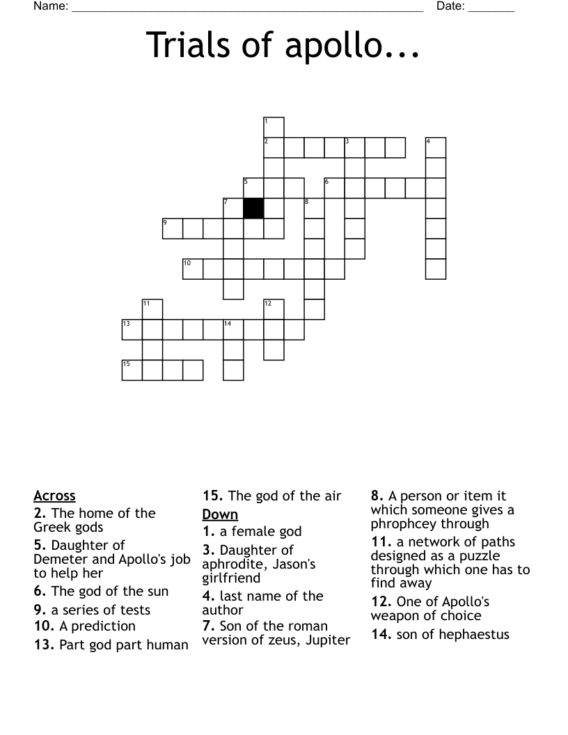 Trials of apollo... Crossword WordMint