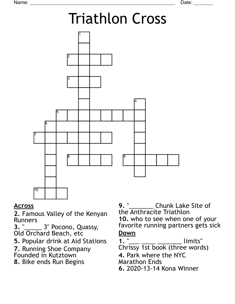 Triathlon Cross Crossword WordMint