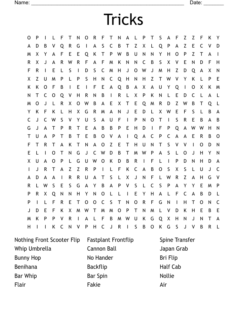 Tricks Word Search WordMint