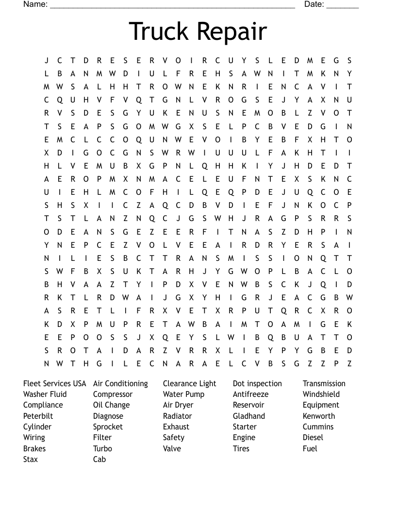 Automotive Word Search WordMint
