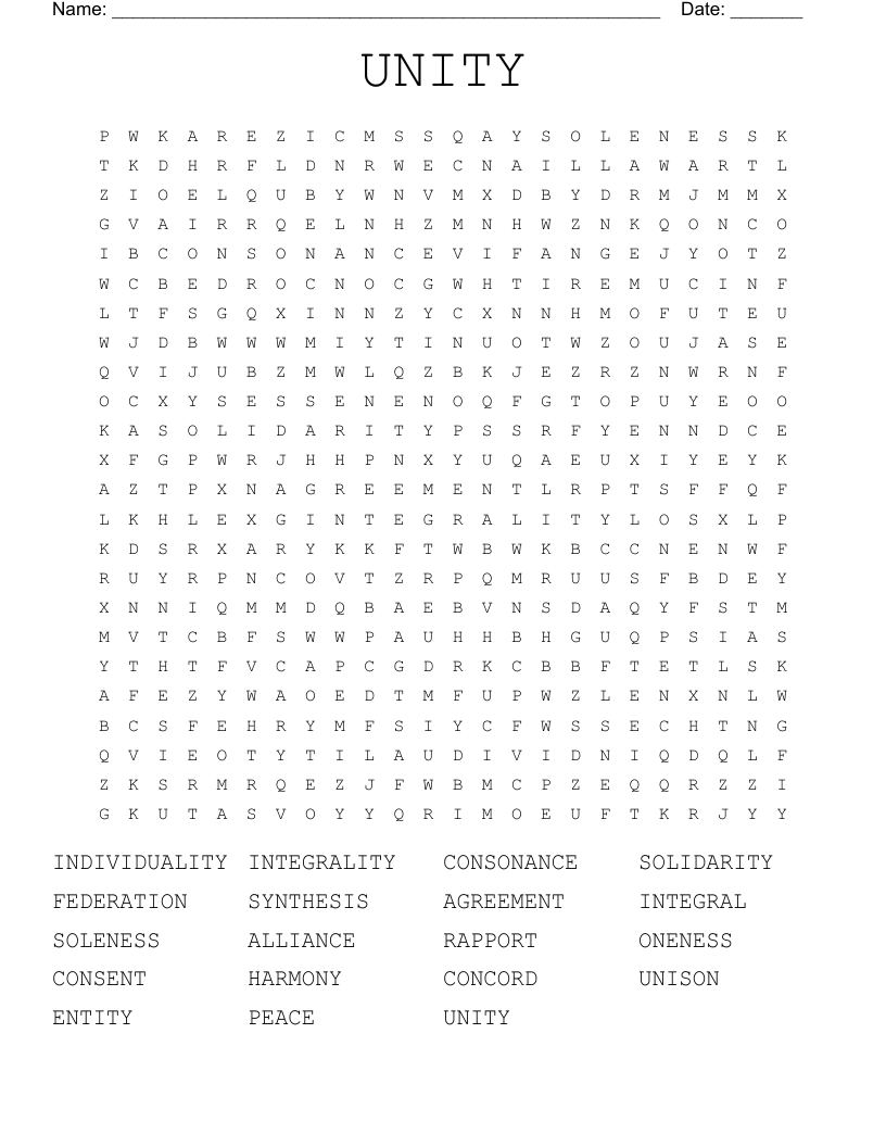 UNITY Word Search WordMint