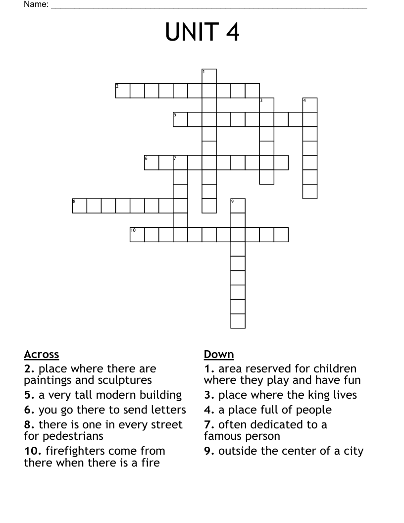UNIT 4 Crossword WordMint