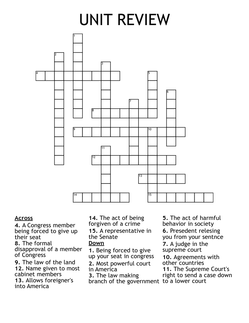 UNIT REVIEW Crossword WordMint