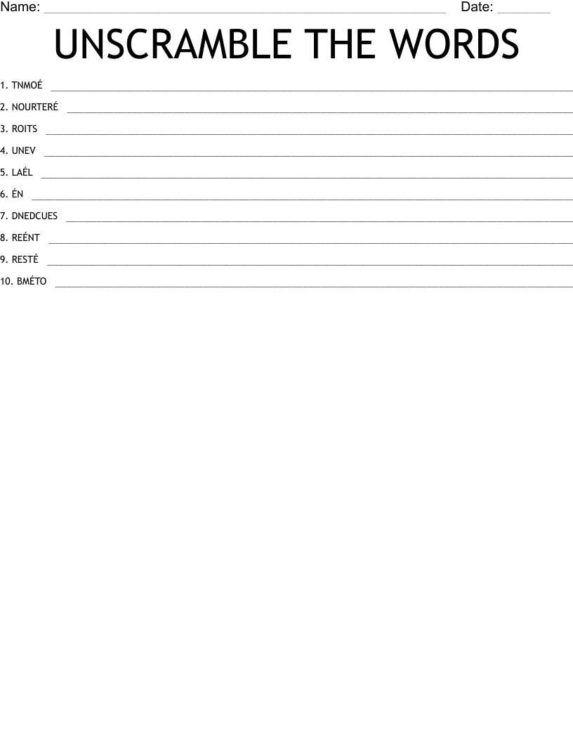 UNSCRAMBLE THE WORDS WordMint