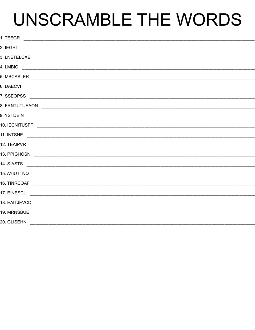 UNSCRAMBLE THE WORDS WordMint
