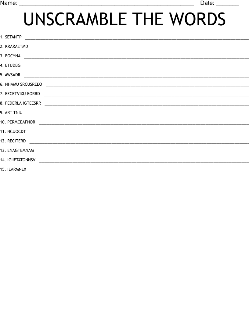 UNSCRAMBLE THE WORDS WordMint