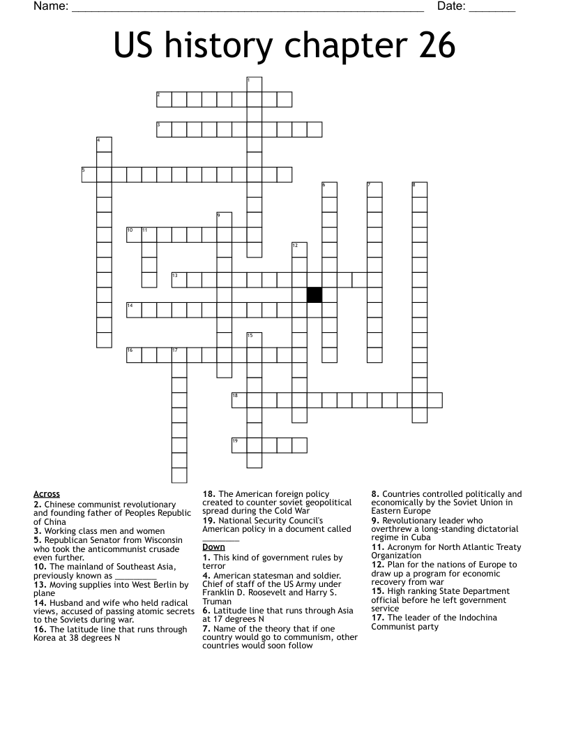 Chapter 33Restructuring the vPostwar World Crossword WordMint