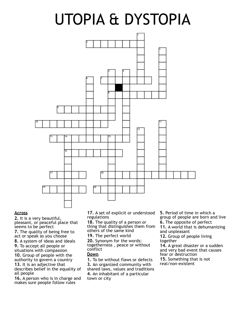 UTOPIA & DYSTOPIA Crossword WordMint